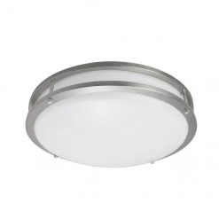 Project Source Round Flush Mount Ceiling Light - LED - 14-in - Metal/Acrylic - Brushed Nickel