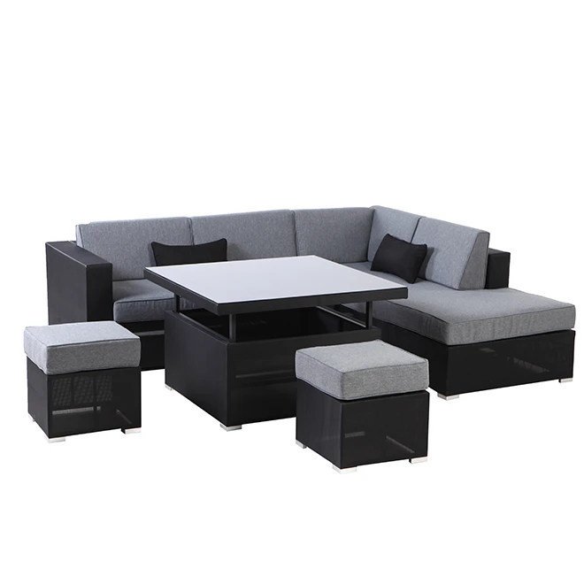Style Selections Soho Patio Sectional Seating Set - Grey/Black - 6 Seats 3 Style Selections Soho Patio Sectional Seating Set - Grey/Black - 6 Seats