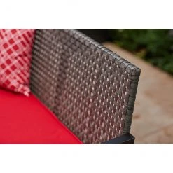 Allen + Roth Ainsley 4-Piece Steel Frame Patio Conversation Set with Niuchen Fabric Cushions - Red and Black -STYLE SELECTIONS Online Shop 20235174c L