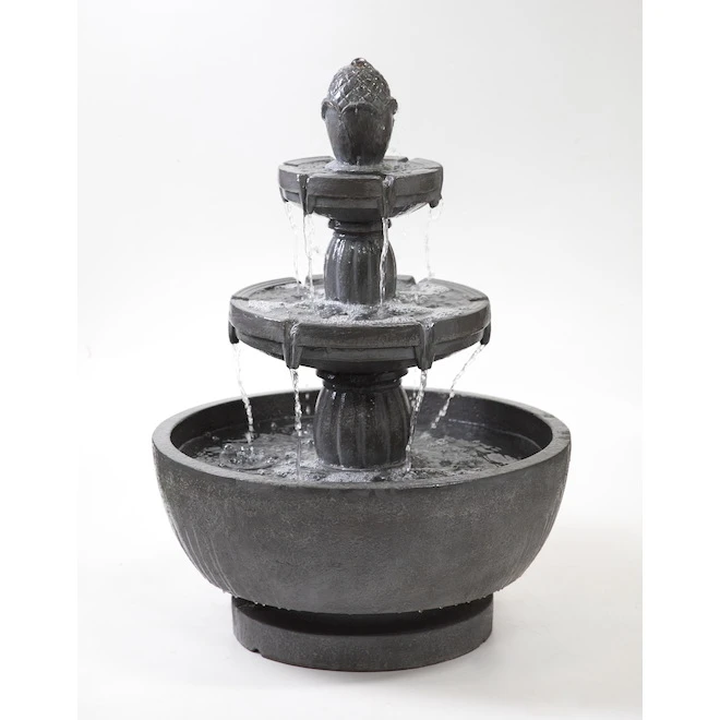 Style Selections Infinity 21.85-in H Resin 3-Tier Outdoor Fountain with Bowl - Grey 3 Style Selections Infinity 21.85-in H Resin 3-Tier Outdoor Fountain with Bowl - Grey