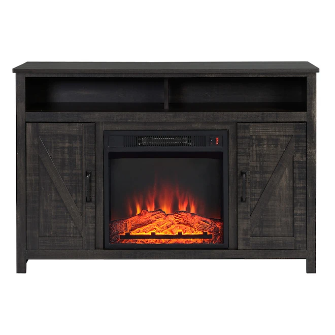 Style Selections Fluda TV Stand with Electric Fireplace - Barn Doors - Brown 3 Style Selections Fluda TV Stand with Electric Fireplace - Barn Doors - Brown