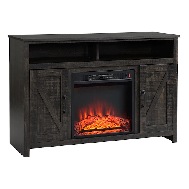 Style Selections Fluda TV Stand with Electric Fireplace - Barn Doors - Brown 4 Style Selections Fluda TV Stand with Electric Fireplace - Barn Doors - Brown - Image 2