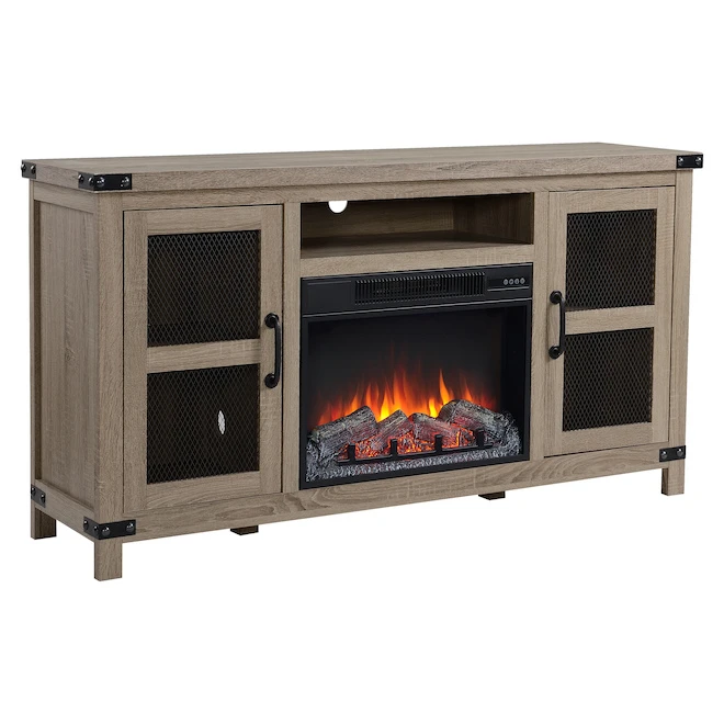 Style Selections Roslin Fireplace TV Stand for TVs up to 65-in - 32-in x 60-in - Brown 4 Style Selections Roslin Fireplace TV Stand for TVs up to 65-in - 32-in x 60-in - Brown - Image 2