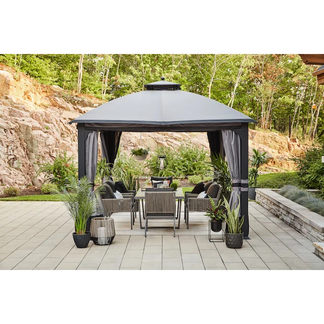 Allen + Roth 10-ft x 12-ft Black and Grey Gazebo with Dome-Shaped Roof 4 Allen + Roth 10-ft x 12-ft Black and Grey Gazebo with Dome-Shaped Roof - Image 2