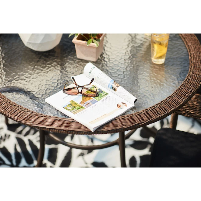 Style Selections Spruce Hills 39 1/2-in Tempered Glass Round Patio Dining Table 4 Style Selections Spruce Hills 39 1/2-in Tempered Glass Round Patio Dining Table - Image 2