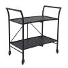 Style Selections Pelham Bay 33-in x 19-in Black Steel Foldable Patio Serving Cart