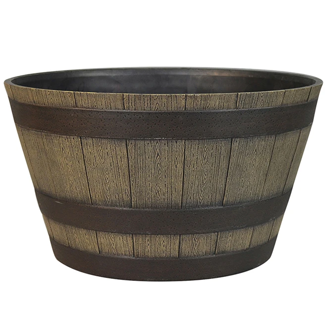 Style Selections Flower Barrel - Resin - Garden Party - 14.6" - Brown 3 Style Selections Flower Barrel - Resin - Garden Party - 14.6" - Brown