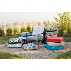 Style Selections Patio Chair Cushions - Deep Seat - 46.5-in x 24-in - Grey/Navy Blue -STYLE SELECTIONS Online Shop 41537493b L