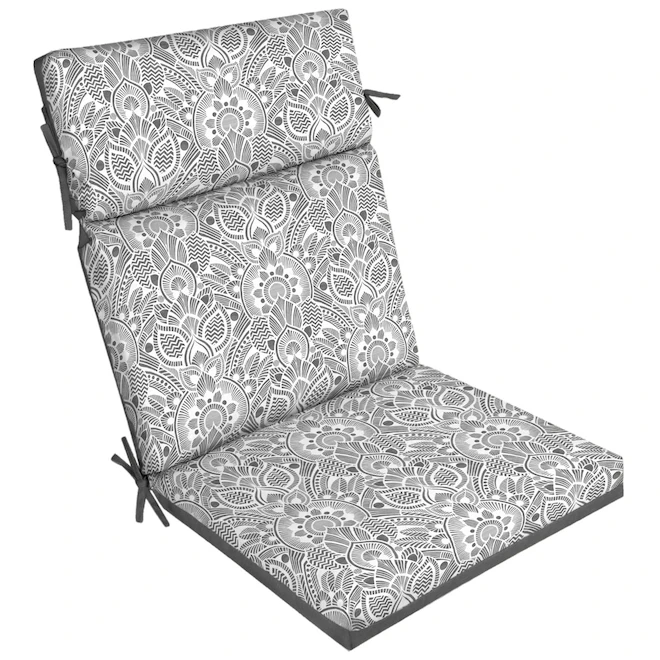 Style Selections 1-Piece Tybalt Damask Grey Patio Chair Cushion 3 Style Selections 1-Piece Tybalt Damask Grey Patio Chair Cushion