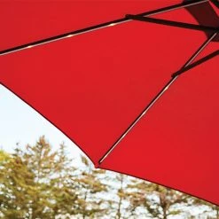 Style Selections Vinehaven Market Umbrella with LED Lighting - Aluminum and Olefin - Tiltable - Red -STYLE SELECTIONS Online Shop 48655007c L