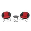 Kameron 3-Piece Bistro Set - Steel/Wicker/Olefin - Black and Red -STYLE SELECTIONS Online Shop 48655057 L