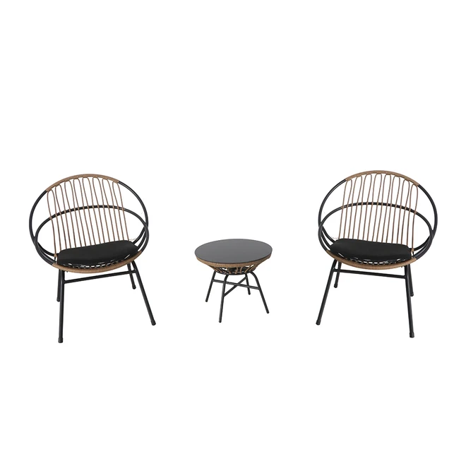 Style Selections Archer Conversation Set - 3 Pieces - Steel and Wicker - Black/ Grey 3 Style Selections Archer Conversation Set - 3 Pieces - Steel and Wicker - Black/ Grey