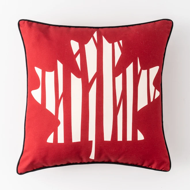 Style Selections Outdoor Cushion - Maple Leaf Print - Red/White - 18-in W x 18-in L 3 Style Selections Outdoor Cushion - Maple Leaf Print - Red/White - 18-in W x 18-in L