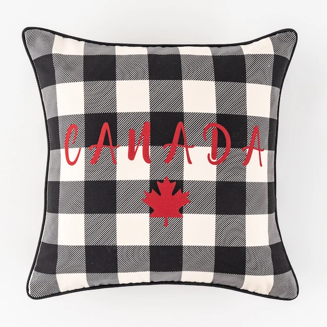 Style Selections Outdoor Cushion - "Canada" Print - Black/White/Red - 18-in W x 18-in L 3 Style Selections Outdoor Cushion - "Canada" Print - Black/White/Red - 18-in W x 18-in L