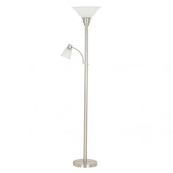 Metal Torchiere Lamp - 71" - Brushed Steel
